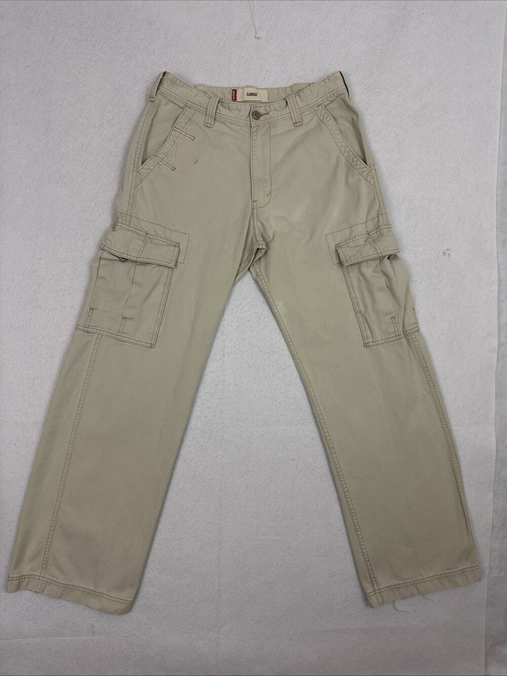 Vintage Levis Cargo Pants Mens 32x34 Beige Y2K Skater Wide Leg Hong Kong